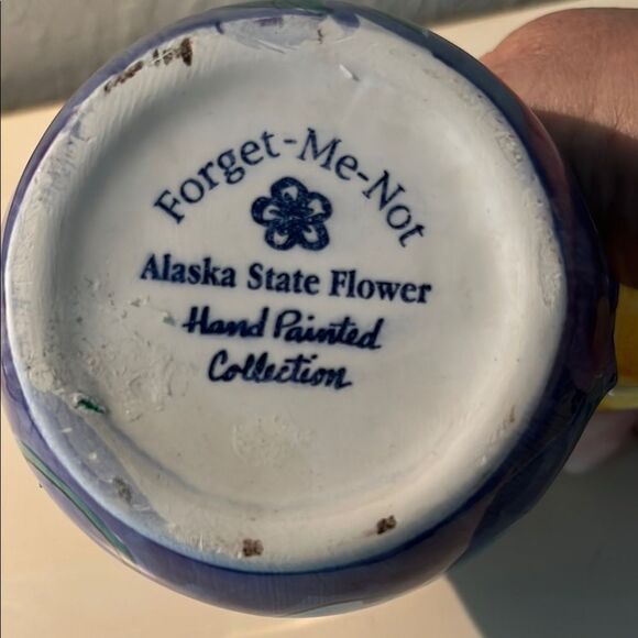 Handcrafted Alaska State Floral Forget me Not Cream pitcher - Picture 2 of 6